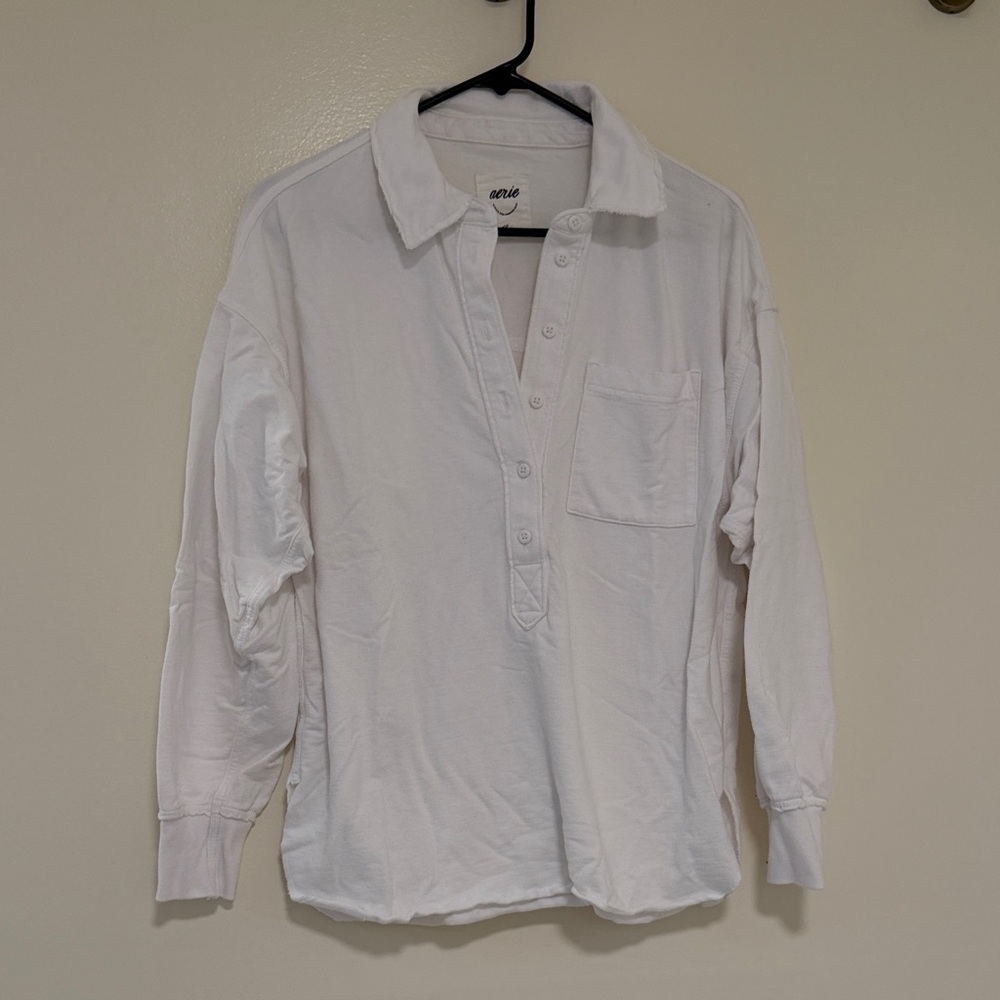 Aerie Women's Cream Button Down Shirt
